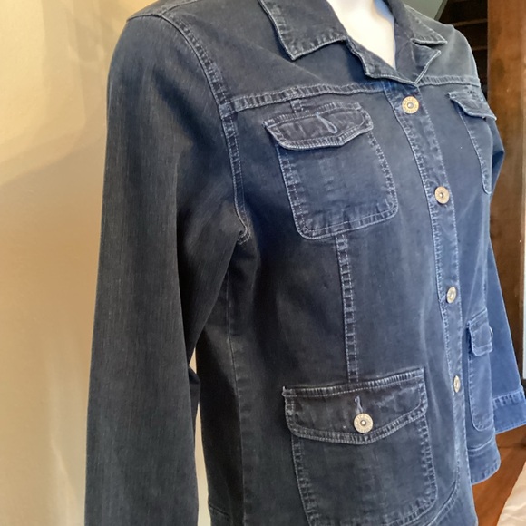 Chico’s Platinum Dark Blue Denim Jacket Size 2 - Picture 6 of 9